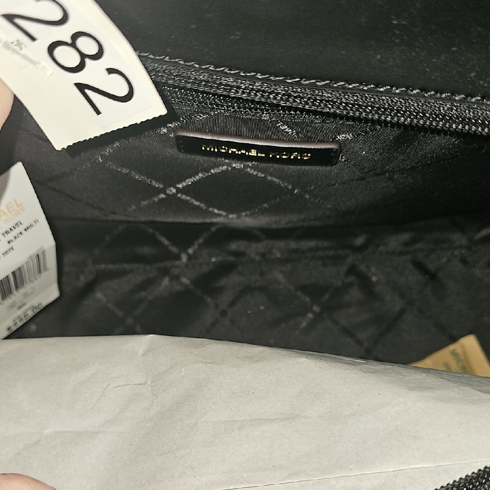 Michael Kors Two-Tone Black & Cream Signature Tote with Gold Charm - Picture 3 of 7